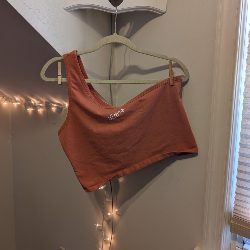 Levi's Asymmetrical One Shoulder Orange Crop Top